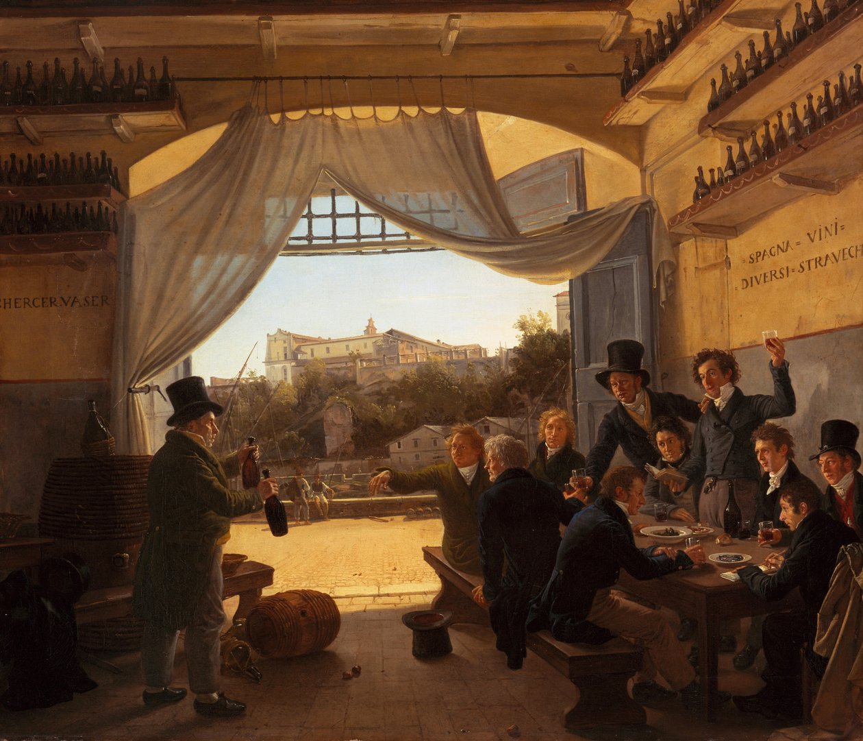 Tedesco: Kronprinz Ludwig in der Spanischen Weinschänke zu Rom Il principe ereditario Ludwig nella taverna del vino spagnolo a Roma da Franz Ludwig Catel