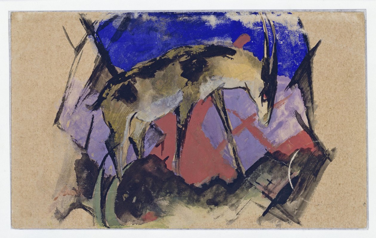 Antilope (auch: Steinbock) (Postkarte an Else Lasker-Schüler) da Franz Marc