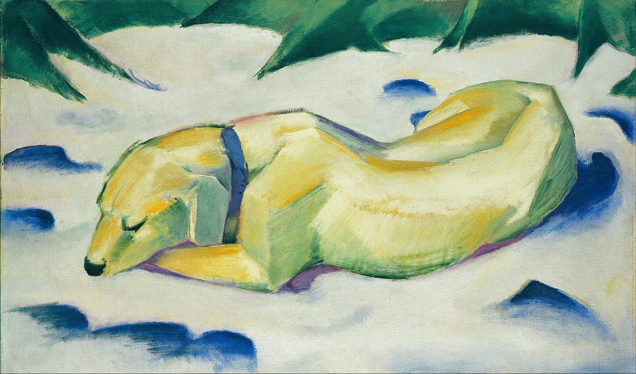 Cane sdraiato nella neve da Franz Marc