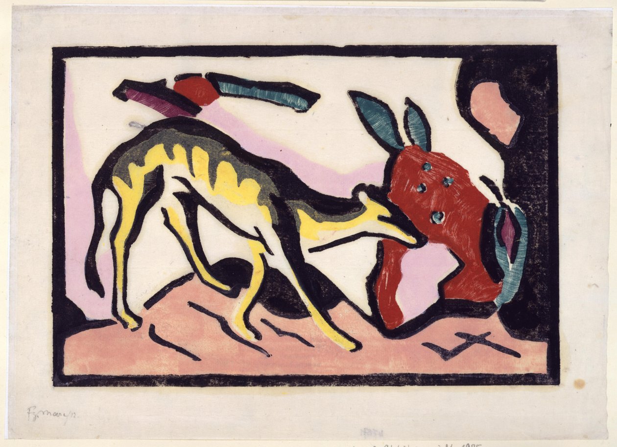 Fabeltier (Beilage zur Luxusausgabe des Almanachs Der Blaue Reiter) da Franz Marc