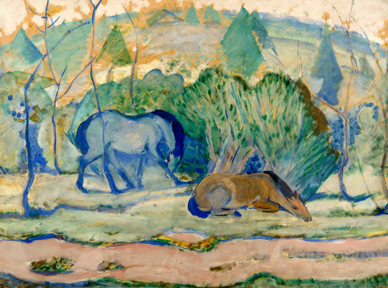 Cavalli al pascolo Cavalli in un paesaggio da Franz Marc