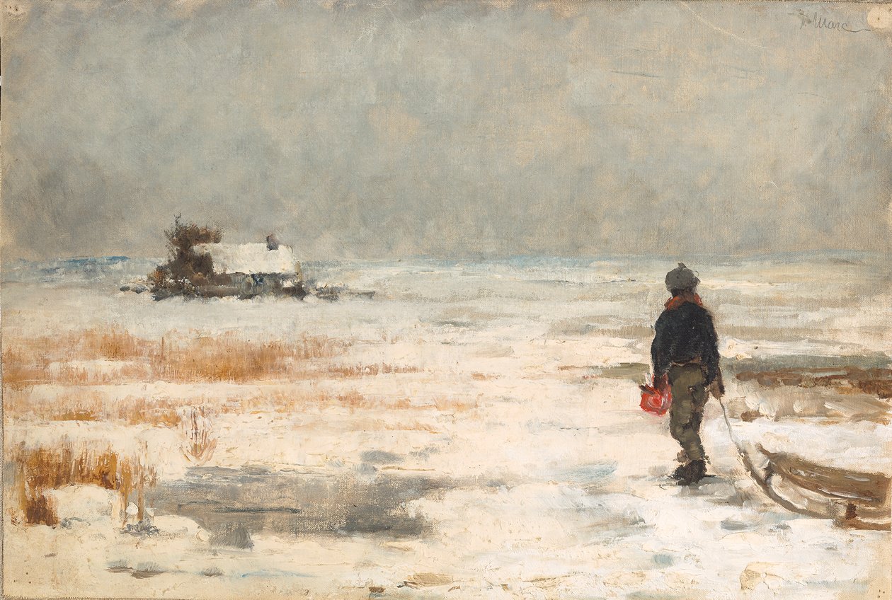 Ragazzo con una slitta in un paesaggio invernale da Franz Marc