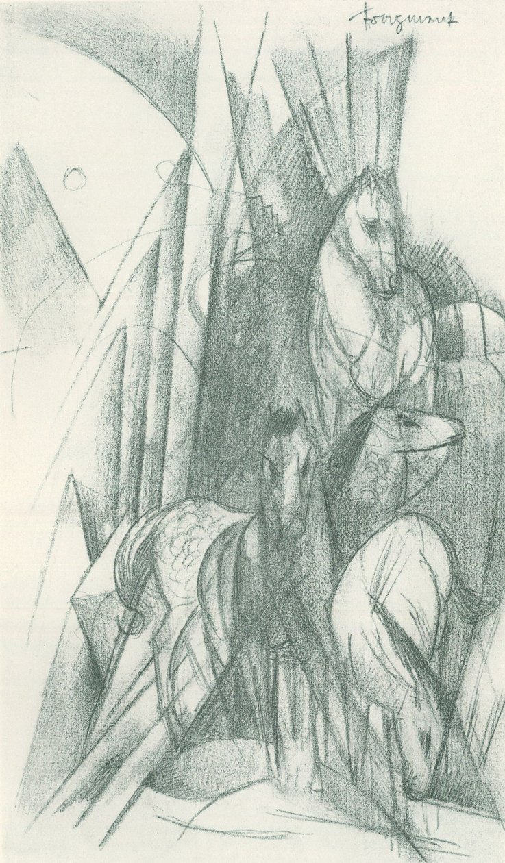 Composizione di cavalli e forme astratte da Franz Marc