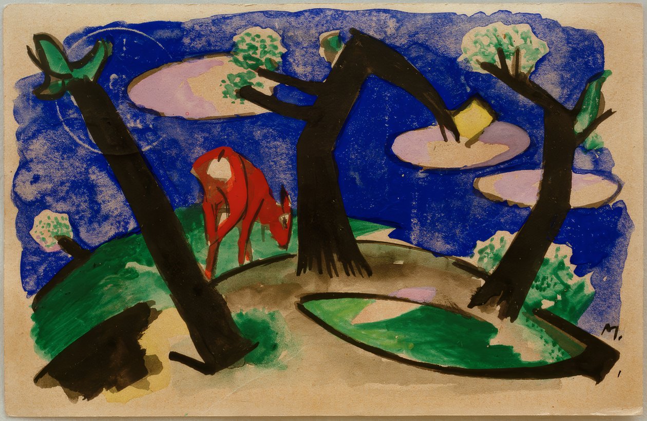 Paesaggio con animale rosso da Franz Marc