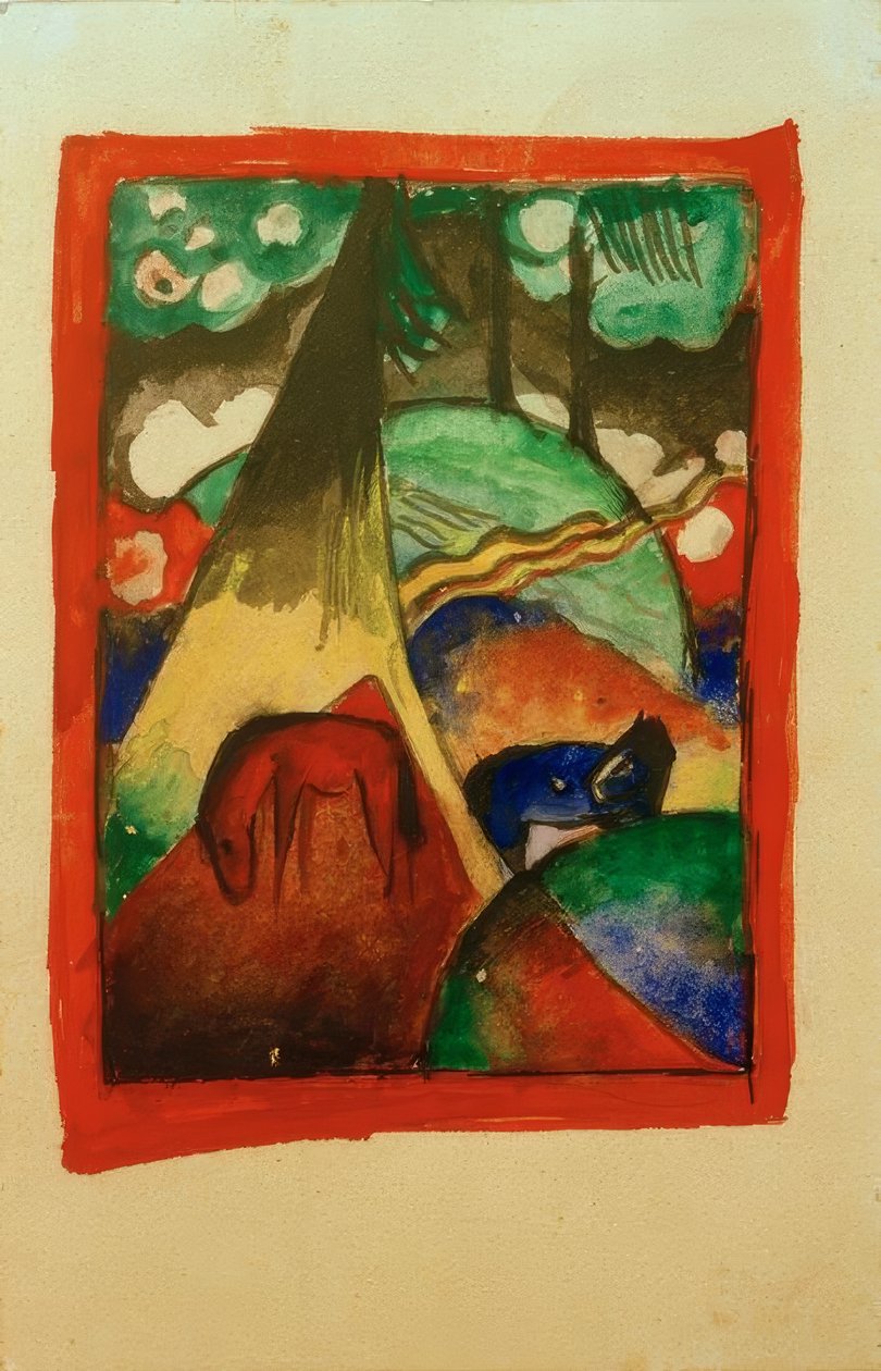 Cavallo rosso e blu nel paesaggio da Franz Marc