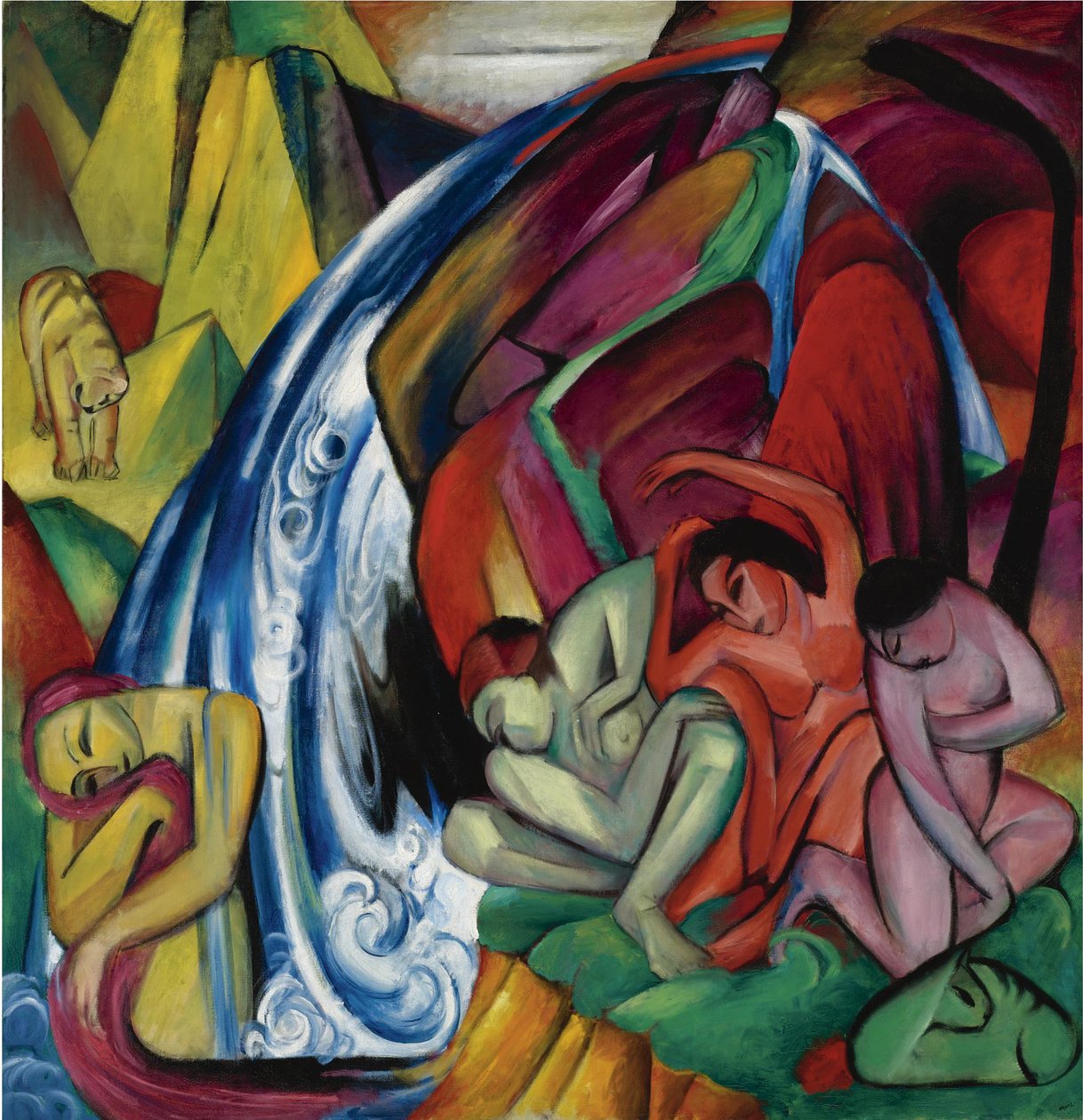 Le donne sotto una cascata, 1912 da Franz Marc