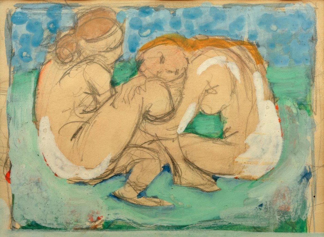 Due nudi femminili su blu da Franz Marc