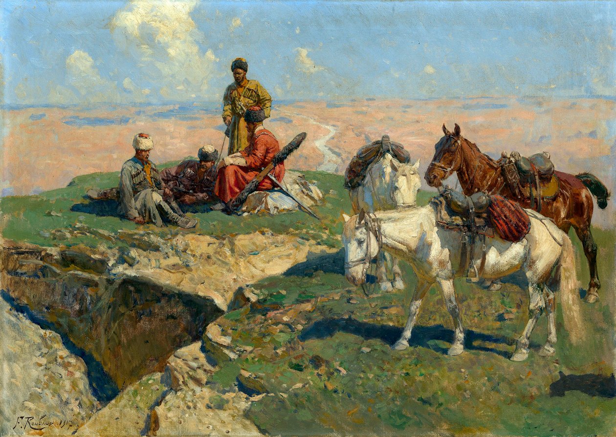 La sosta dei guerrieri del Caucaso da Franz Roubaud