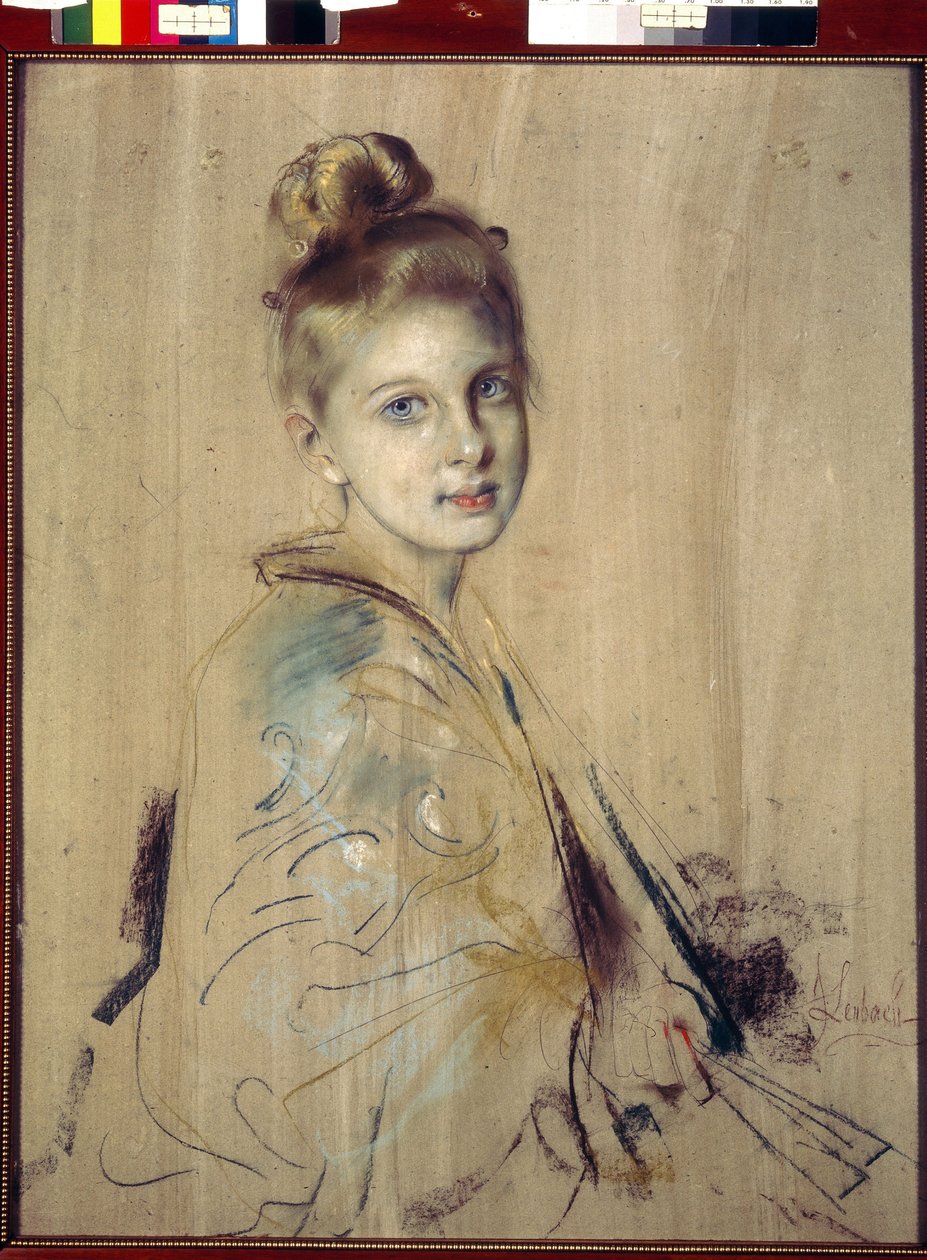 Giovane ragazza con un ventaglio da Franz Seraph von Lenbach