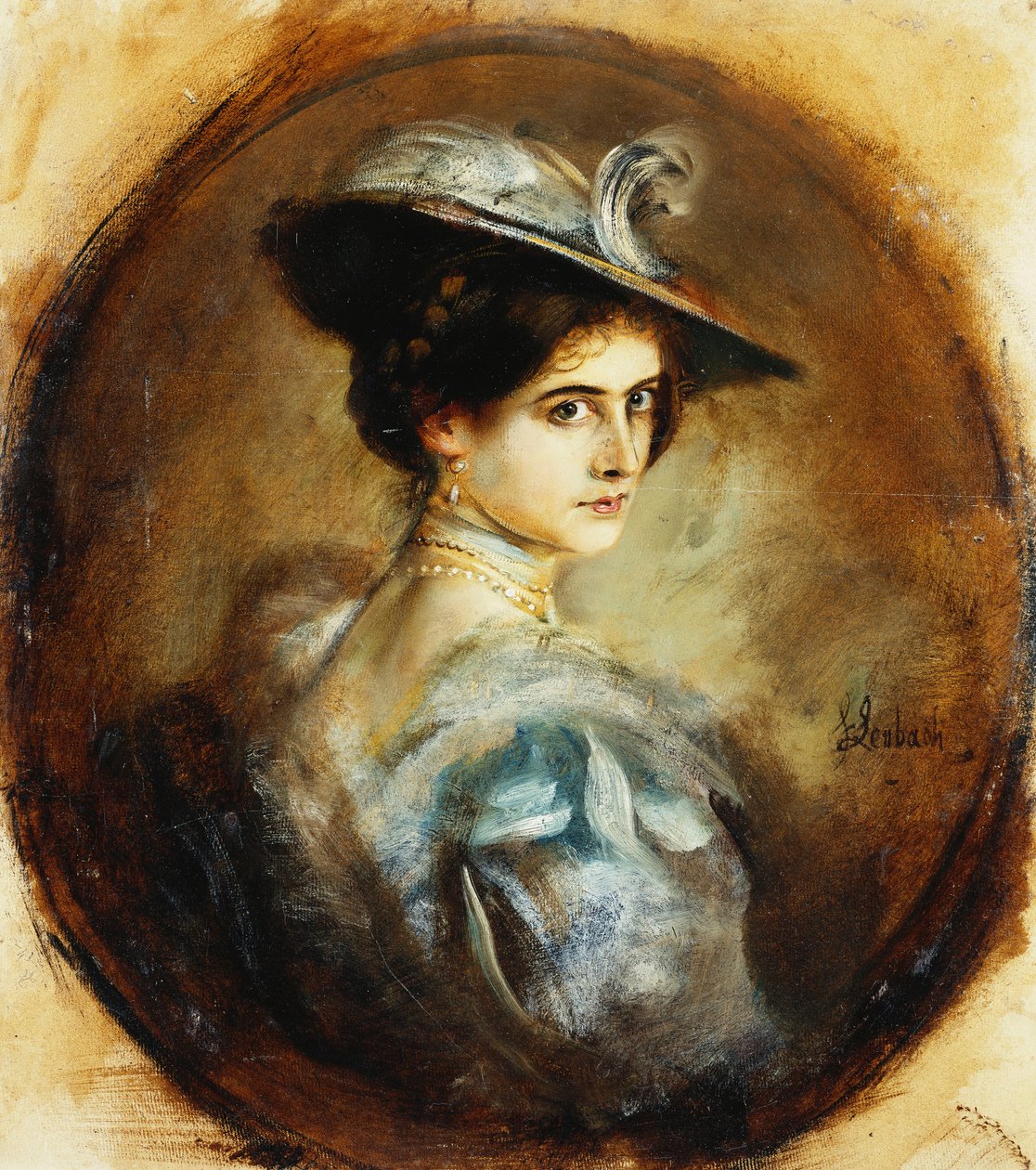 Ritratto di una signora, testa e spalle da Franz Seraph von Lenbach