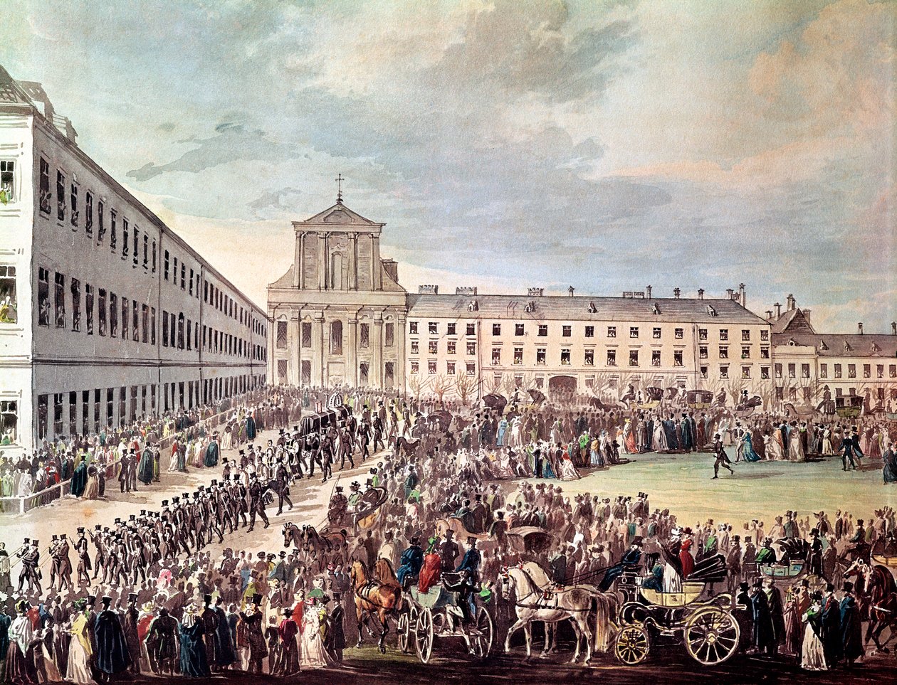 Funerale di Ludwig van Beethoven (1770-1827) a Vienna, 29 marzo 1827 (dettaglio) da Franz Stober