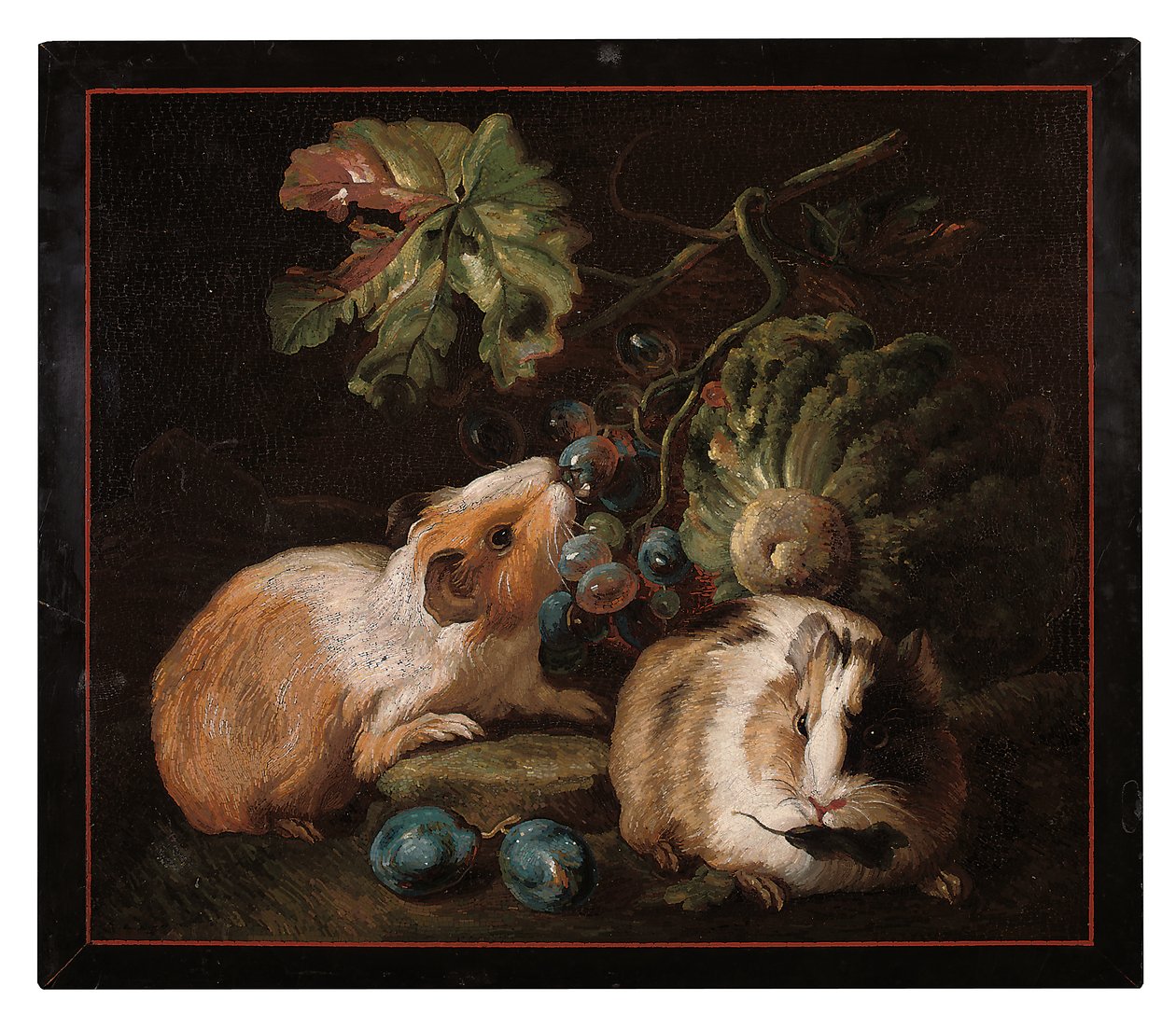 Pannello micromosaico romano raffigurante due cavie che mangiano cavolo e uva, 1800-25 da Franz Werner von Tamm