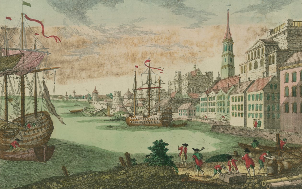 Il porto di Boston, Massachusetts, c.1770-80 da Franz Xaver Habermann