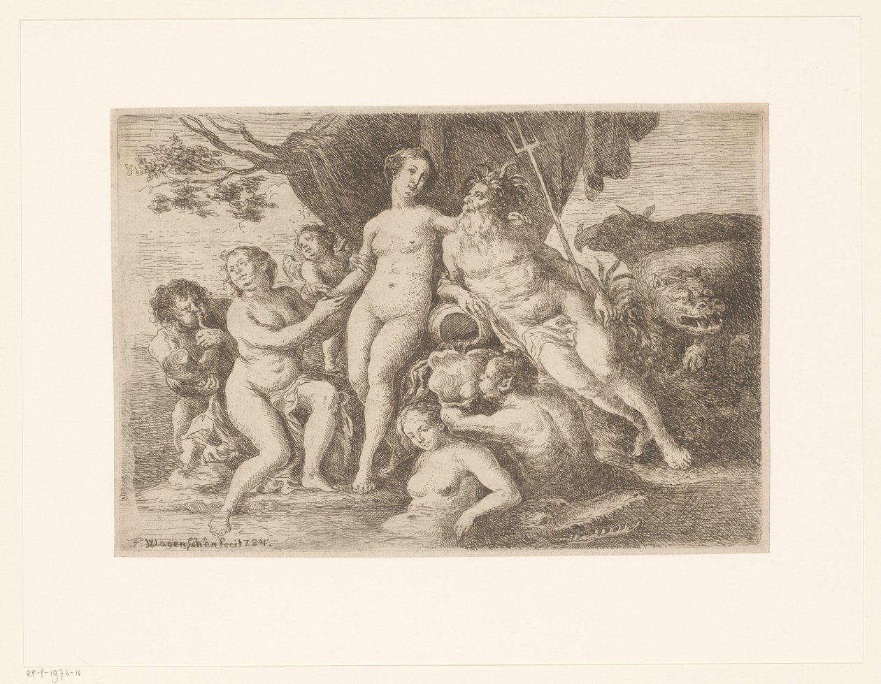 Nettuno e Anfitrite tra ninfe e tritoni bagnanti da Franz Xaver Wagenschon