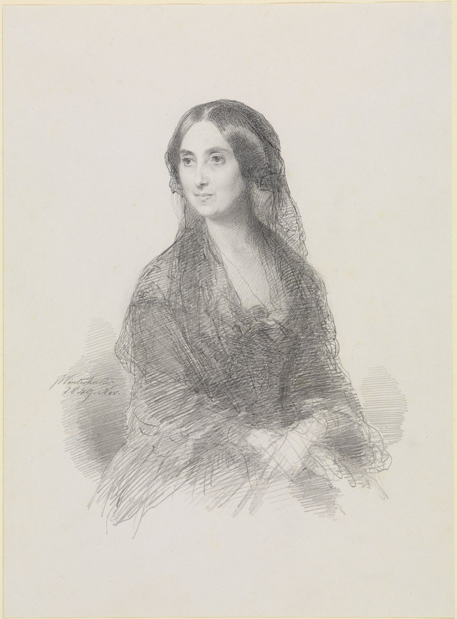 Ritratto di una signora in costume spagnolo, seduta, a mezzo busto da Franz Xaver Winterhalter