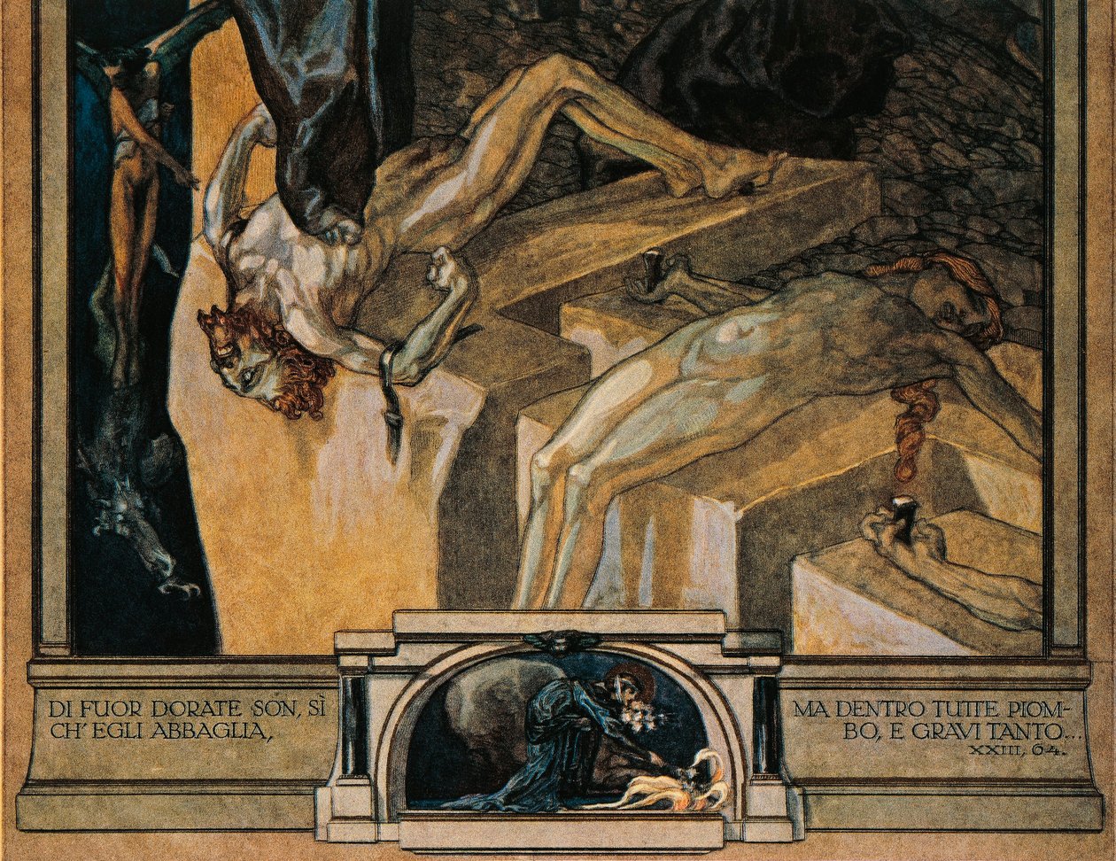 Austria, Vienna, Illustrazione della Divina Commedia di Dante Alighieri (Inferno, Canto XXII) di Franz von Bayros, (dettaglio) da Franz von Bayros (1866 1924)