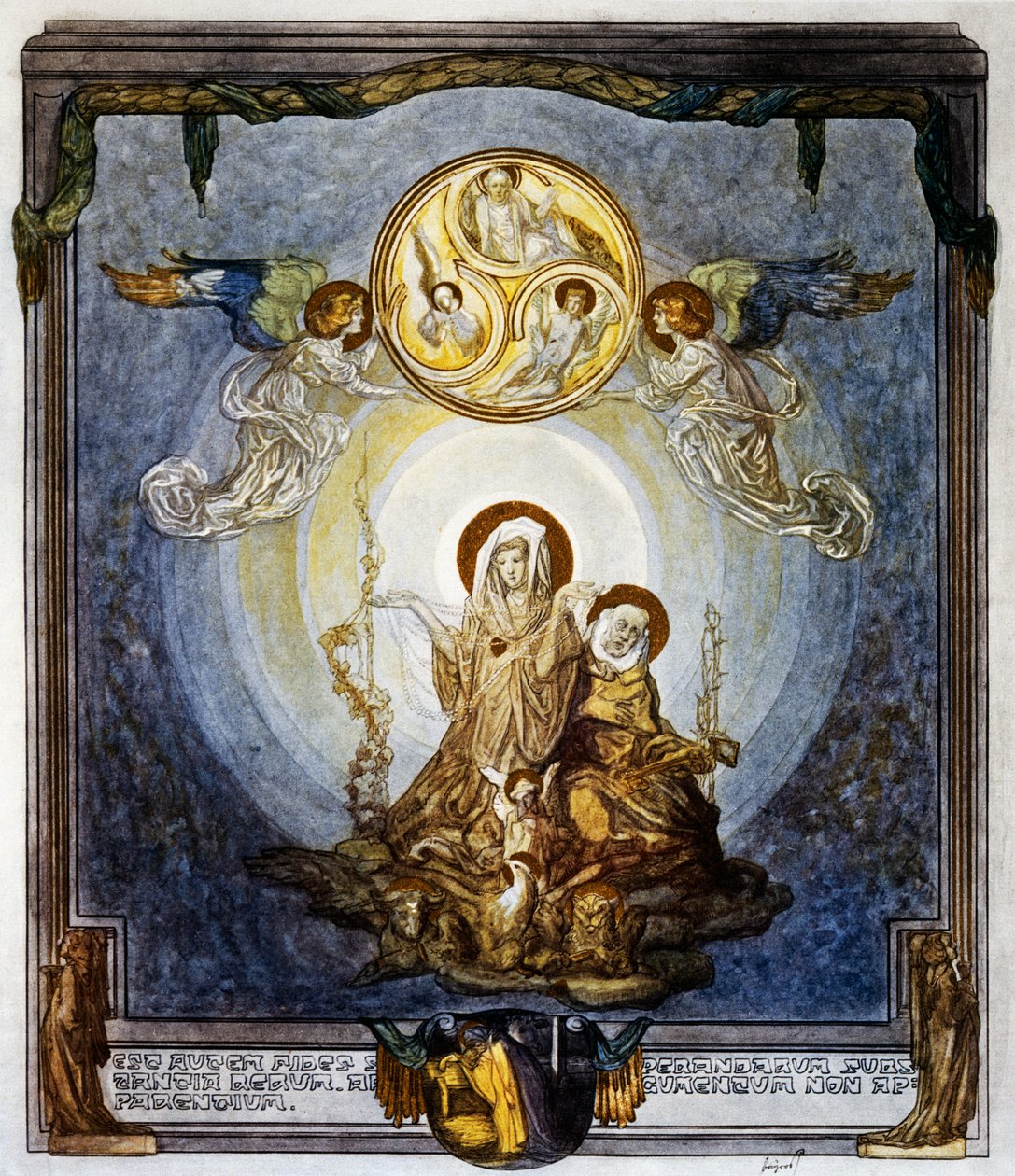 La fede è sostanza delle cose che speriamo, e prova di quelle che non si vedono, e questo mi appare la sua quiddità, canto XXIV, Paradiso, Divina Commedia di Dante Alighieri, illustrazione di Franz von Bayros, Vienna da Franz von  Bayros