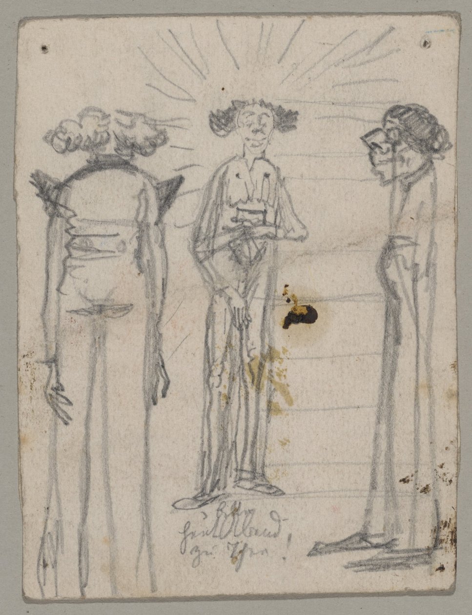 Caricatura di tre persone magre e anziane da Franz von Lenbach