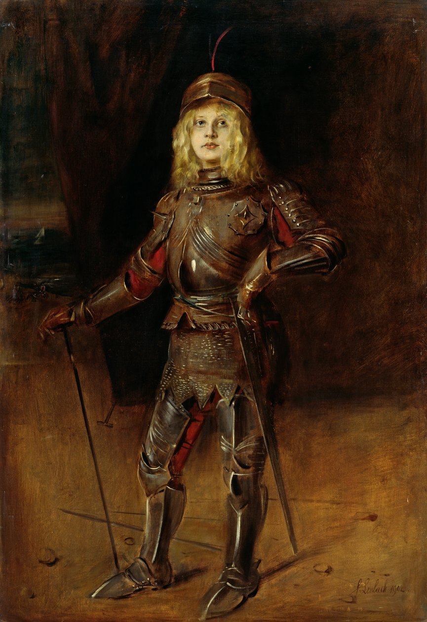 Marion Lenbach in armatura da cavaliere da Franz von Lenbach