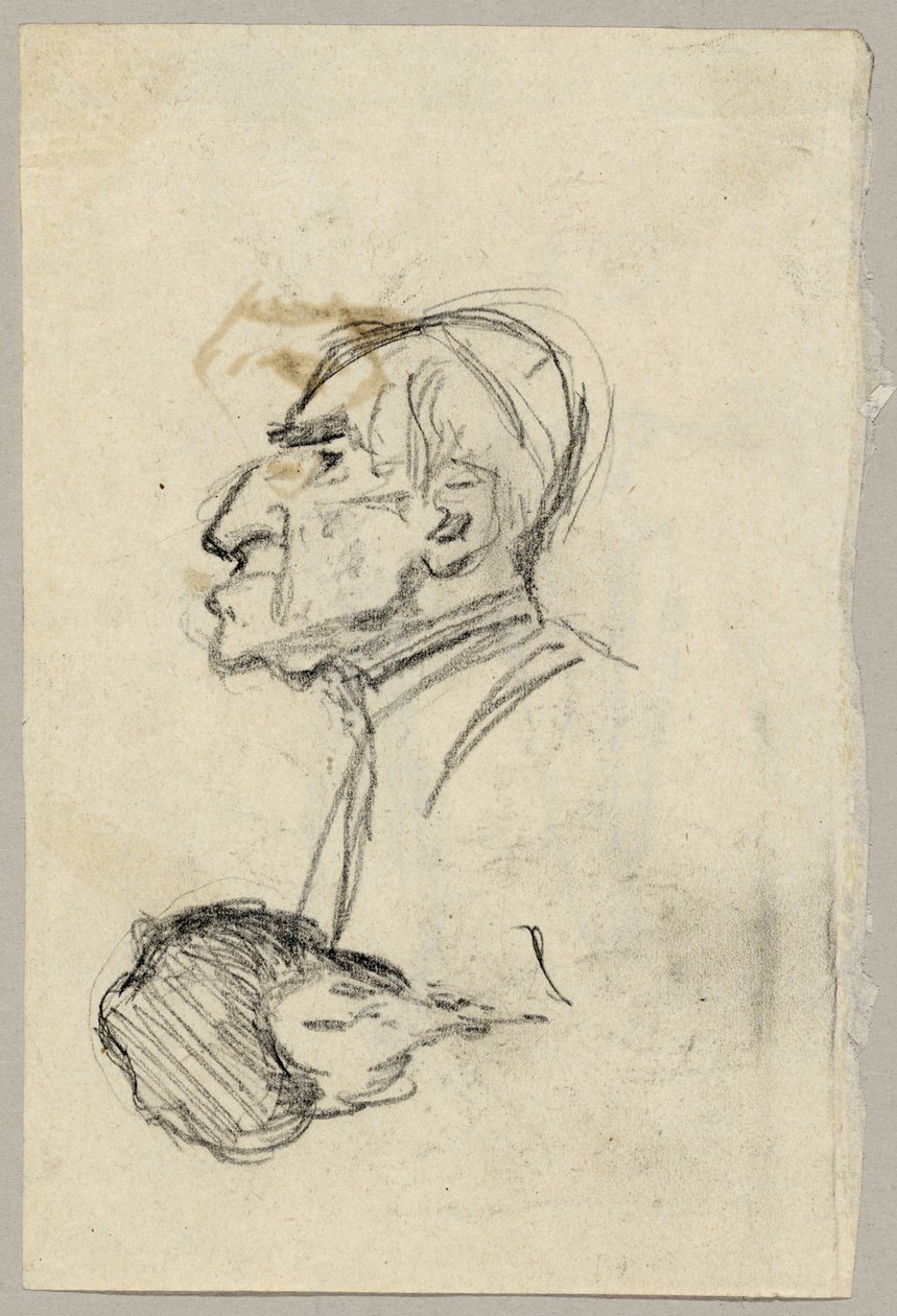 Studio di ritratto di un cardinale, verso: Mulo visto di schiena (?) da Franz von Lenbach