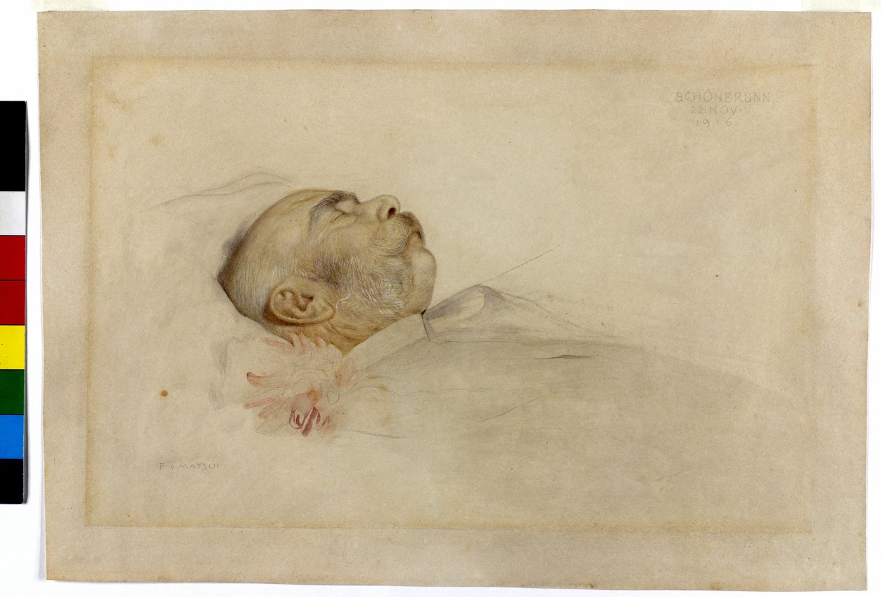 Imperatore Francesco Giuseppe I sul letto di morte da Franz von Matsch