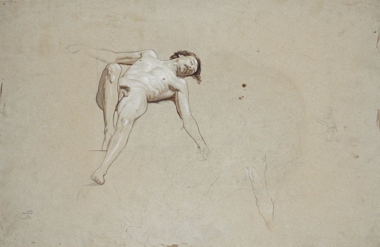 Studio di un nudo maschile sdraiato da Franz von Matsch