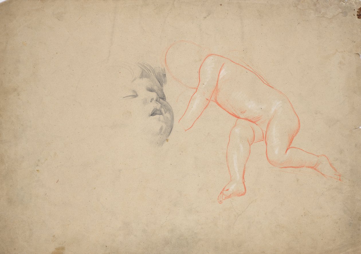 Studi di un bambino, di una testa di bambino dormiente, di una testa di donna da Franz von Matsch