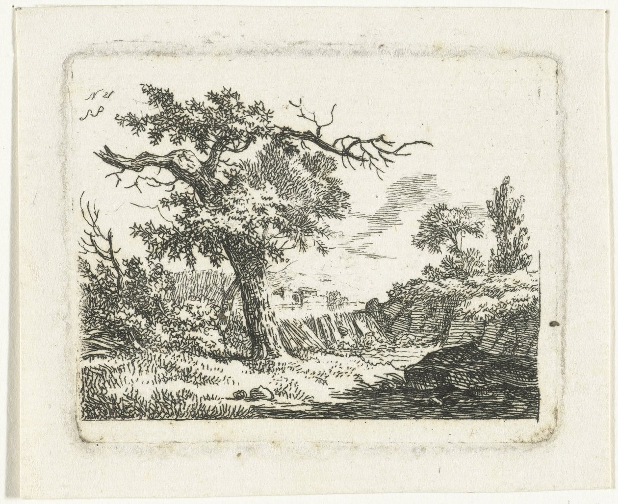 Paesaggio con albero con due rami secchi da Frédéric Théodore Faber