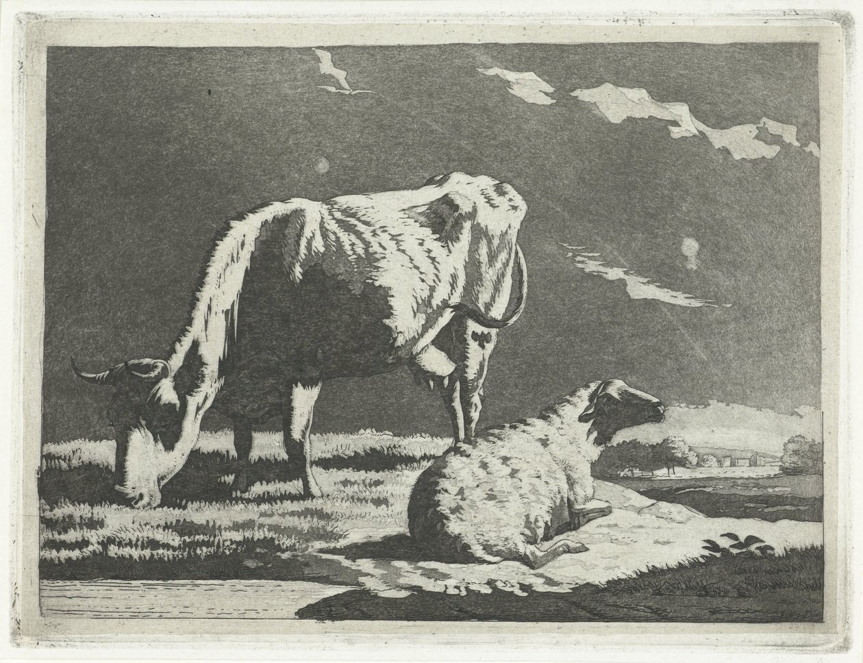 Paesaggio con mucca e pecora da Frédéric Théodore Faber