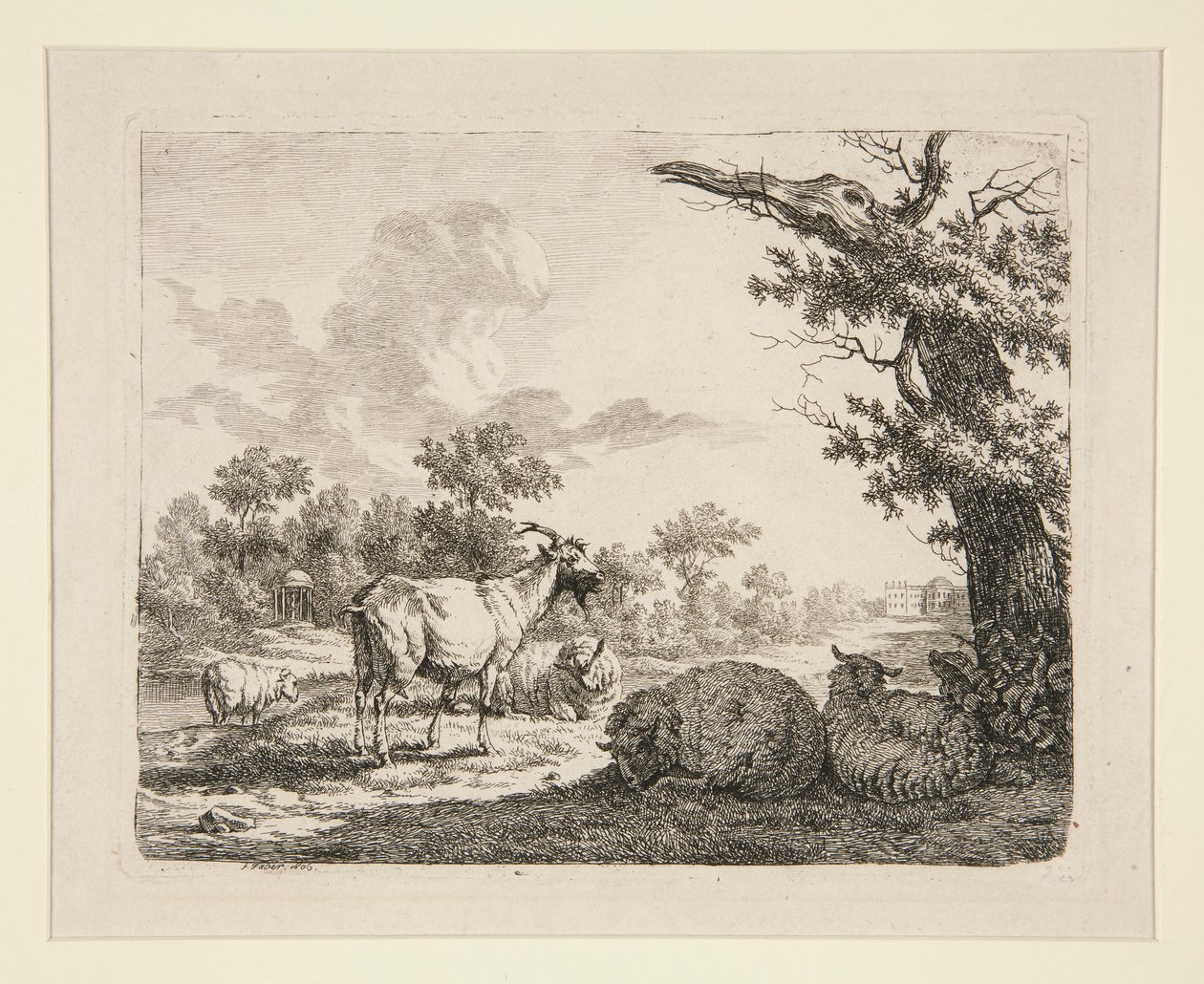 Pecore in un Prato da Frédéric Théodore Faber