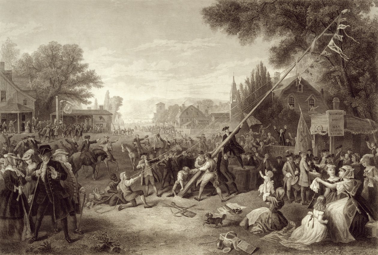 Innalzamento del palo della libertà, 1776, inciso da John C. McRae, 1875 da Frederic A. Chapman