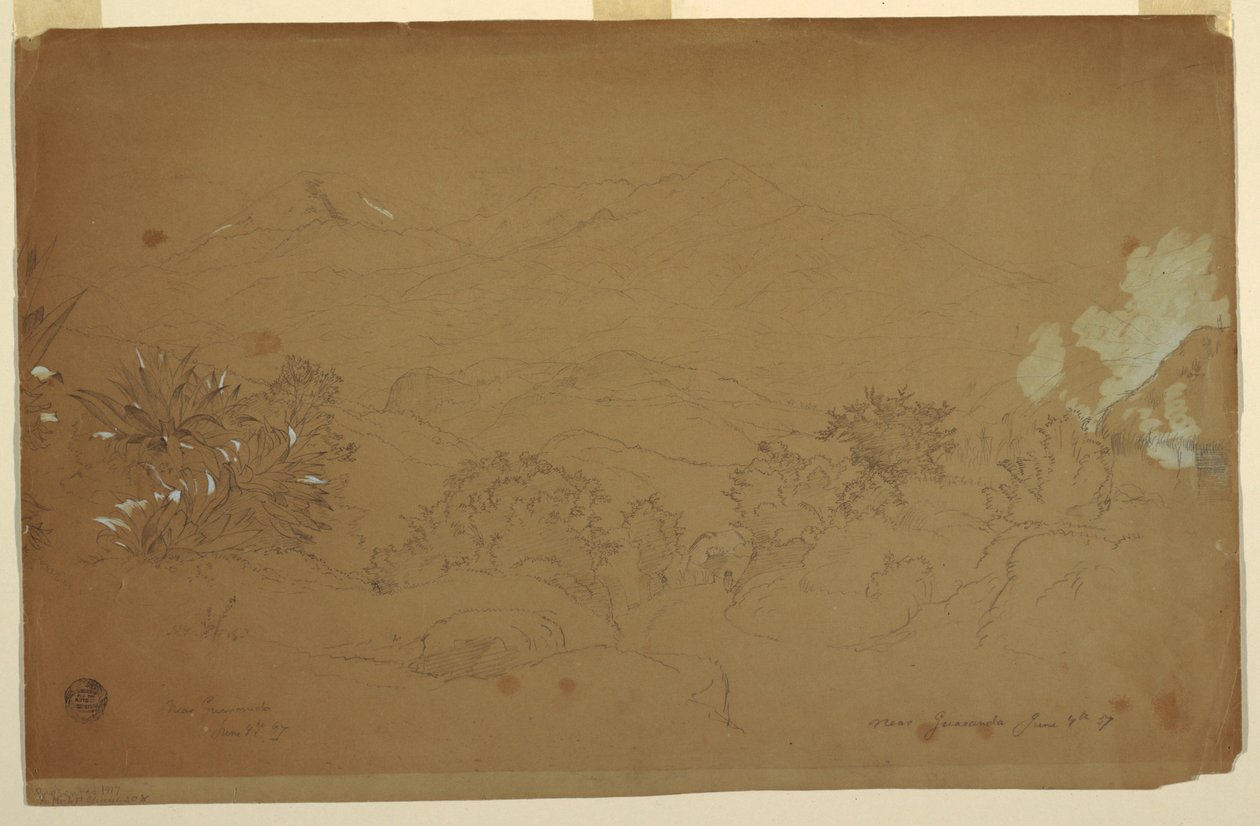 Disegno, Paesaggio vicino a Guaranda, Ecuador, 4 giugno 1857 da Frederic Edwin Church
