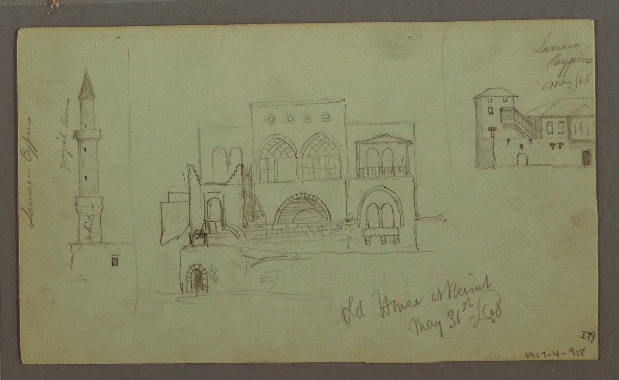 Disegno, Vecchia casa, Beirut, 1868 da Frederic Edwin Church