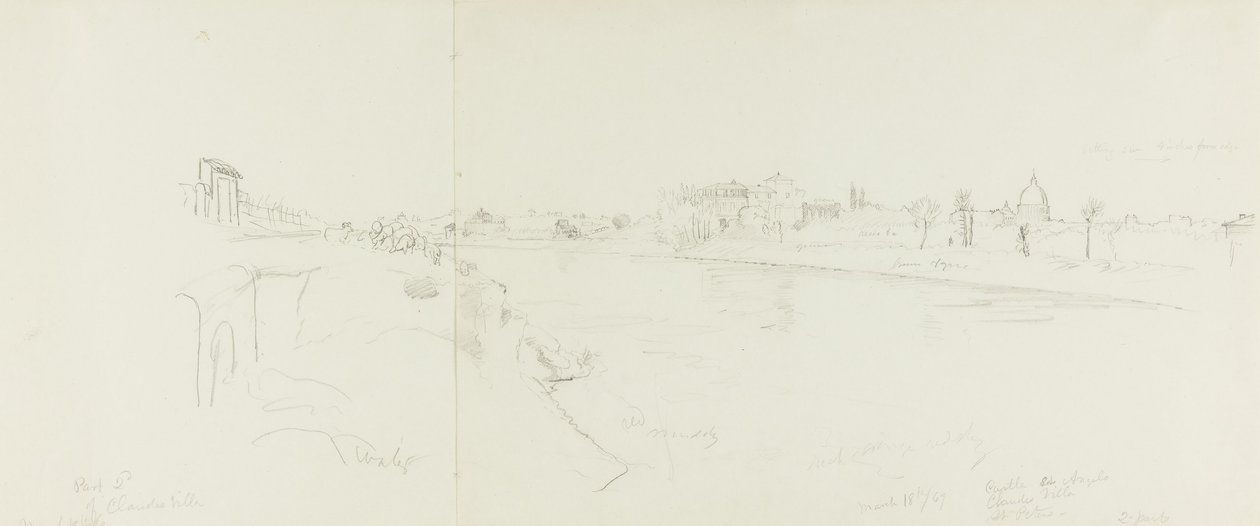 Disegno. Schizzi da Roma. A. San Pietro e Piazza del Vaticano visti da nord-est. B, C. da Frederic Edwin Church