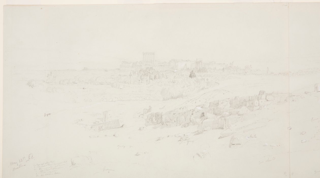 Disegno, Templi al mattino, Baalbek, 12 maggio 1868 da Frederic Edwin Church