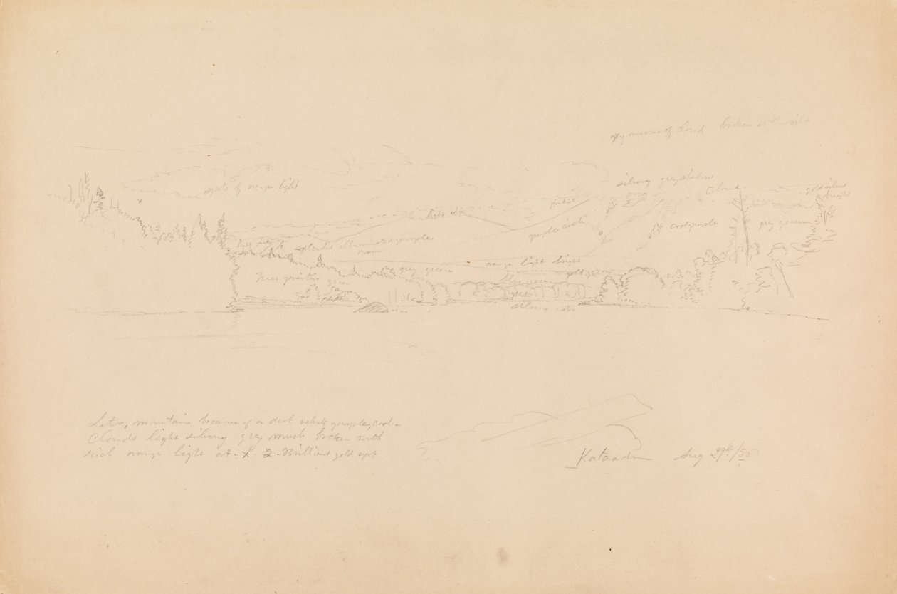 Riva del lago e pendici del Monte Katahdin da Frederic Edwin Church