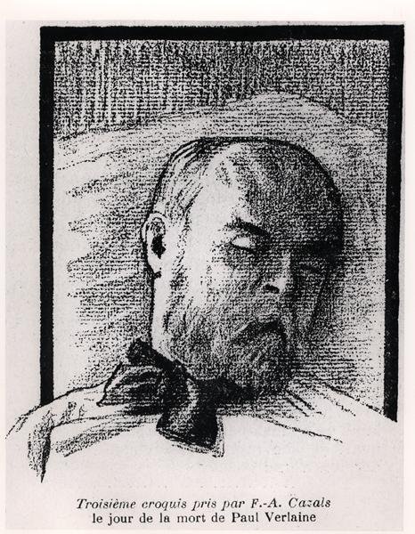 Schizzo di Paul Verlaine sul letto di morte, da 