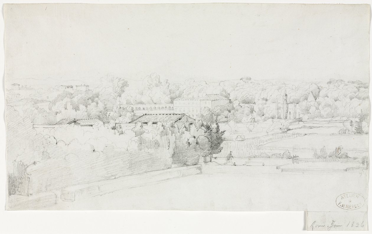 Veduta della Villa Borghese e della sua aranciera dalla Villa Medici da Frederic Bourgeois de Mercey
