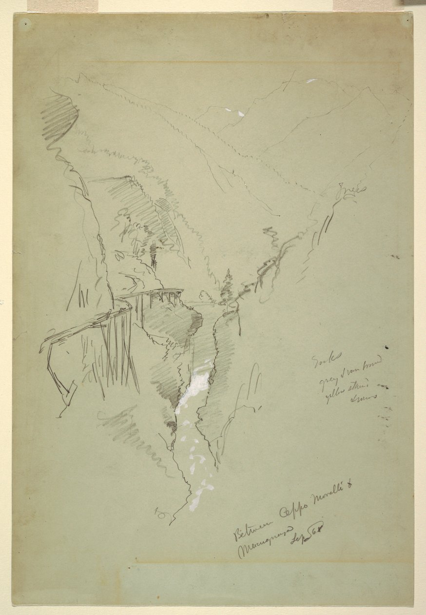 Disegno, Una gola tra Ceppo Morelli amp; Macugnaga, 11-12 settembre 1868 da Frederic Edwin Church