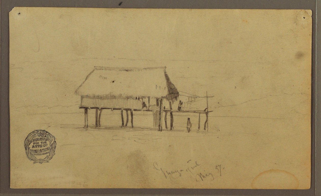 Disegno, Una capanna sulle poste, Guayaquil, Ecuador, maggio 1857 da Frederic Edwin Church
