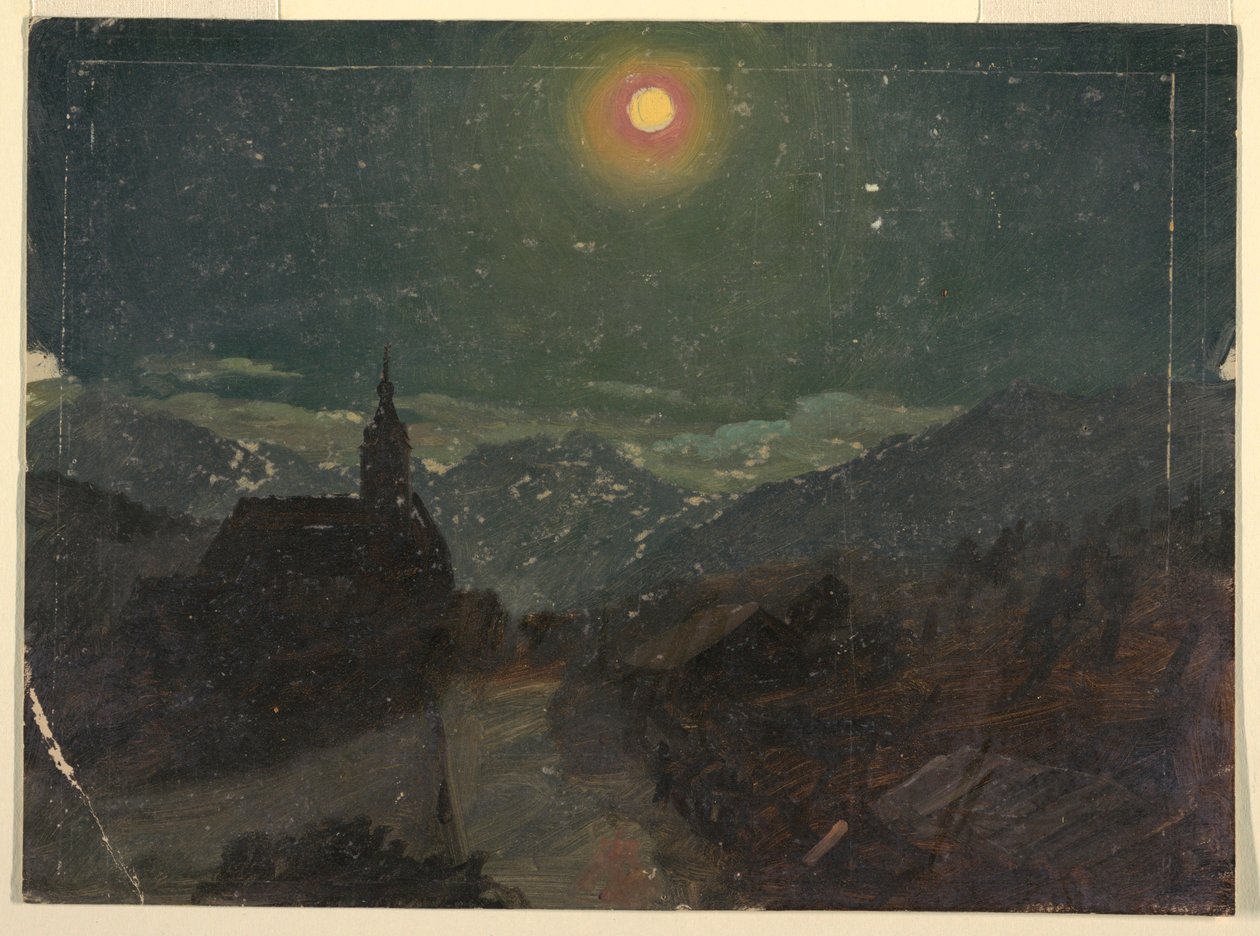 Disegno, Paesaggio alpino notturno, 1868 da Frederic Edwin Church