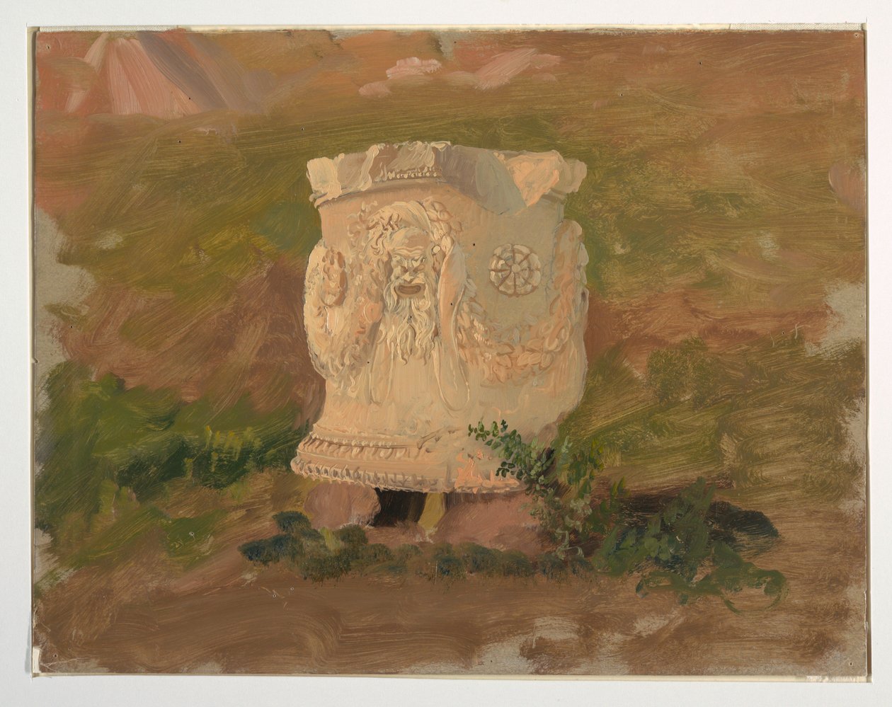 Disegno, Atene, scultura nel teatro di Dioniso, aprile 1869 da Frederic Edwin Church