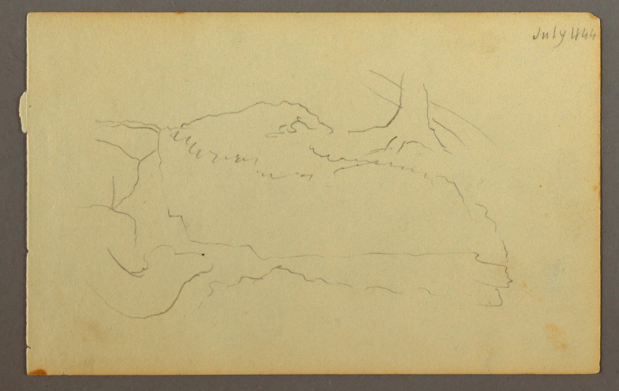 Disegno, Base di un albero, massi, 1844 da Frederic Edwin Church