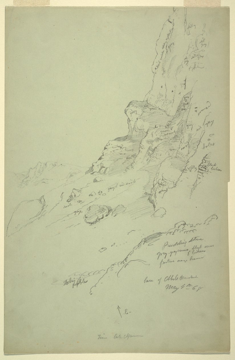 Disegno, base della collina a ovest di Suk Wadi, Barada, 4 maggio 1868 da Frederic Edwin Church