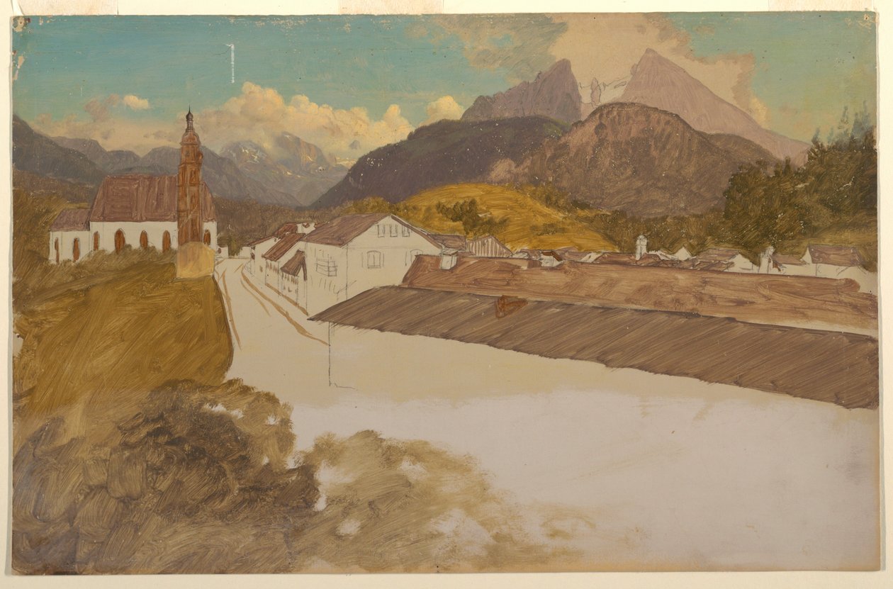 Disegno, Berchtesgaden, Baviera, vista generale, giugno 1868 da Frederic Edwin Church