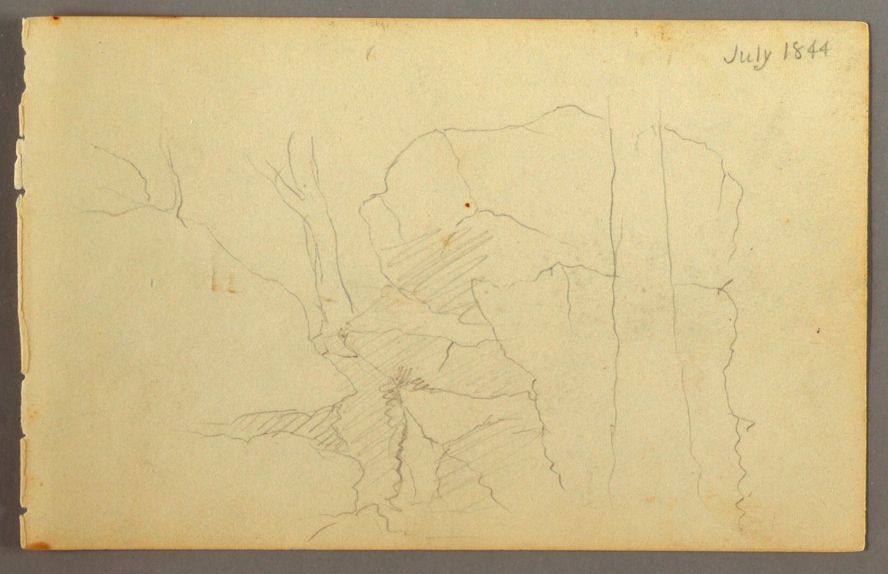 Disegno, massi tra gli alberi, 1844 da Frederic Edwin Church