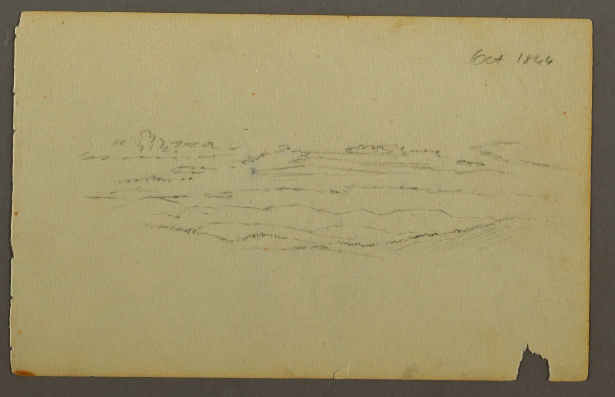 Disegno, Ampio paesaggio ondulato con nuvole, 1844 da Frederic Edwin Church