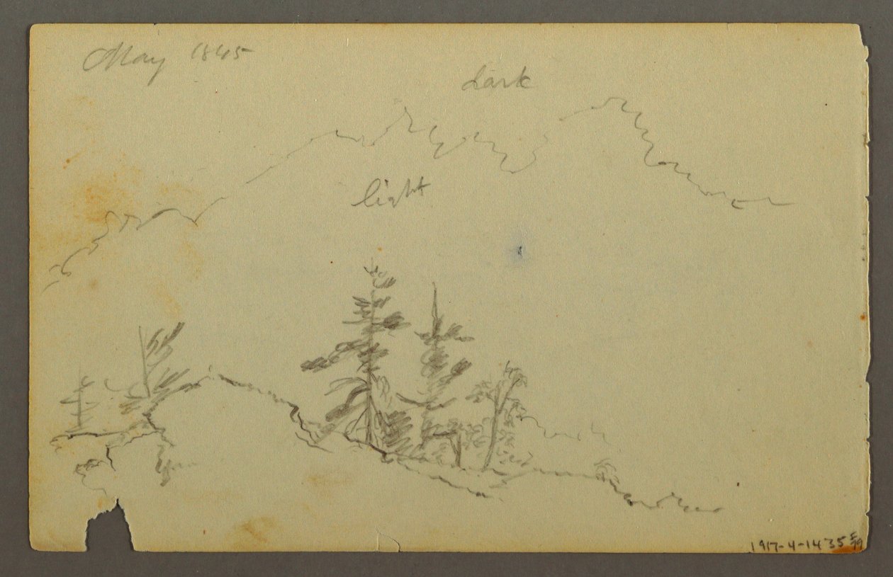 Disegno, Ampio paesaggio ondulato con nuvole, 1844 da Frederic Edwin Church