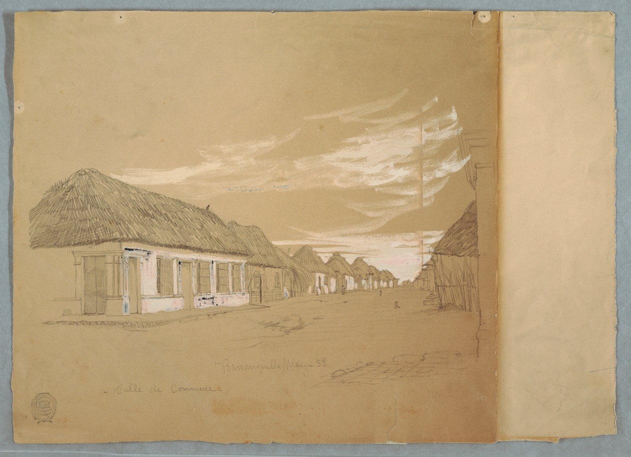 Disegno, Calle de Commerce, Barranquilla, Colombia, maggio 1853 da Frederic Edwin Church