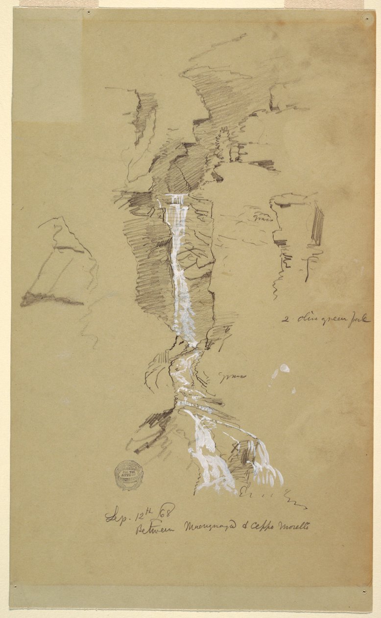 Disegno, Cascata tra Ceppo Morelli e Macugnaga da Frederic Edwin Church